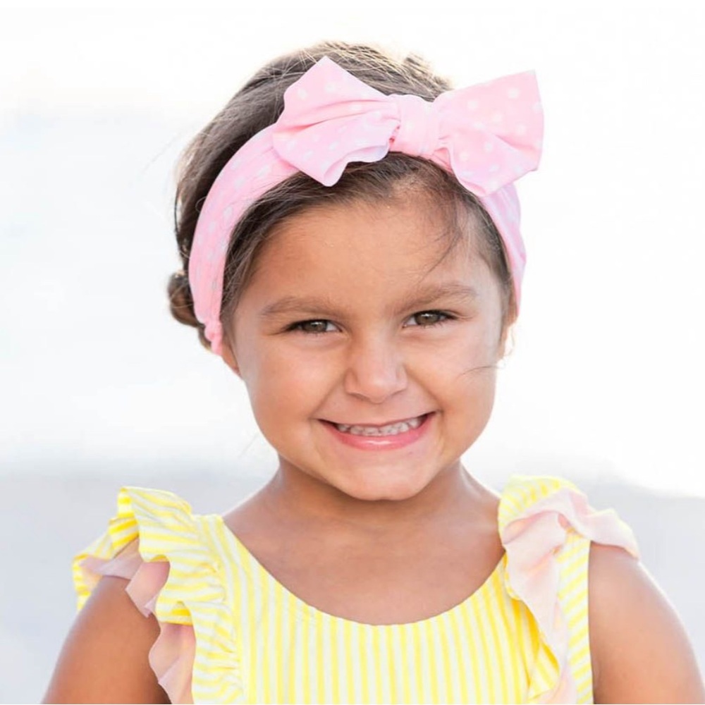 Ruffle Butts Pink Polka Dots Swim Bow Headband